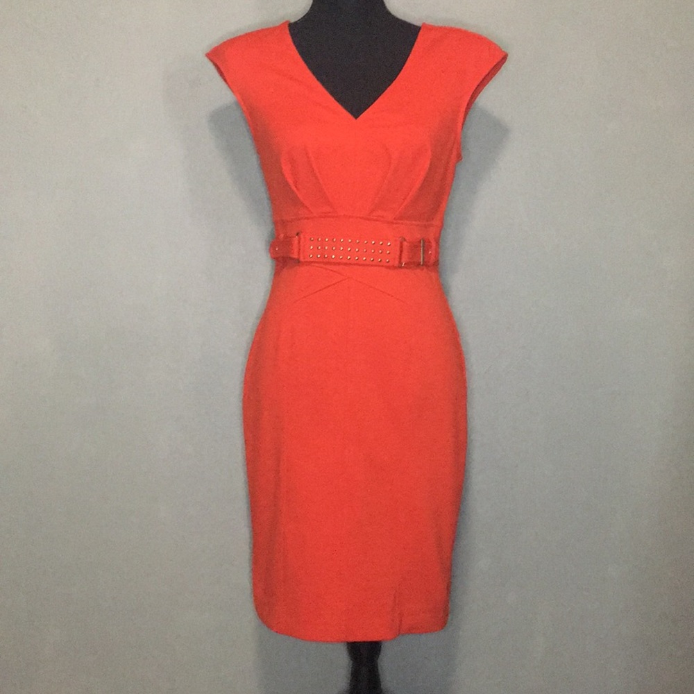 Red-orange career dress